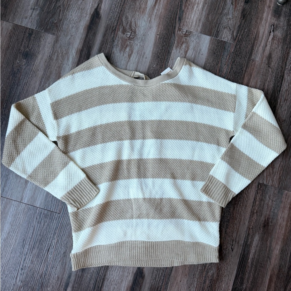 Daytrip Cream and Tan Striped Sweater